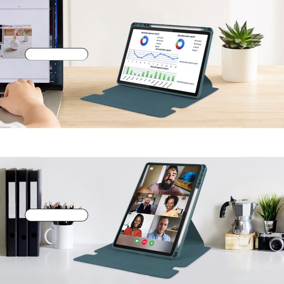 Keyboard case for Lenovo Tab M11 10.95" / Idea Tab 11" / Tab K11 11" (2 gen.), Rotary 360° Leather, dark green
