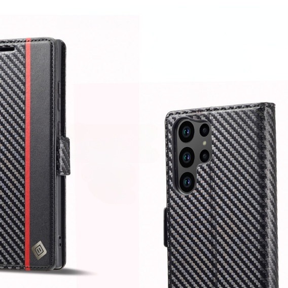 Flip case for Samsung Galaxy S24 Ultra, Carbon LC.IMEEKE, black