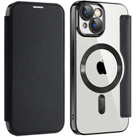 Flip case for iPhone 15, RFID Wallet MagSafe CamShield, black