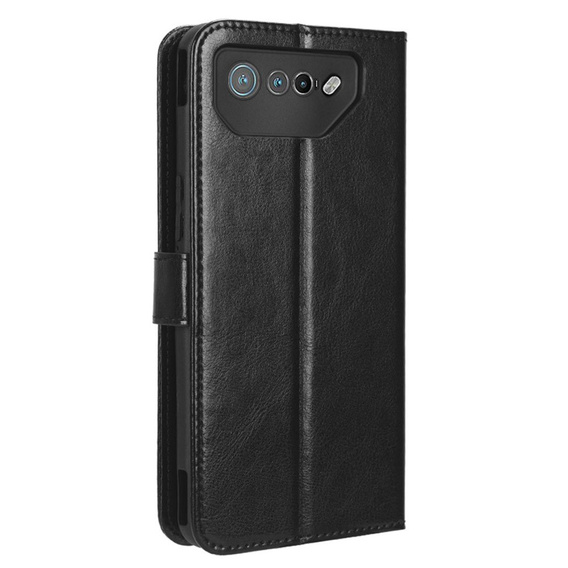 Flip case for Asus ROG Phone 7 5G, Crazy Horse Wallet, black