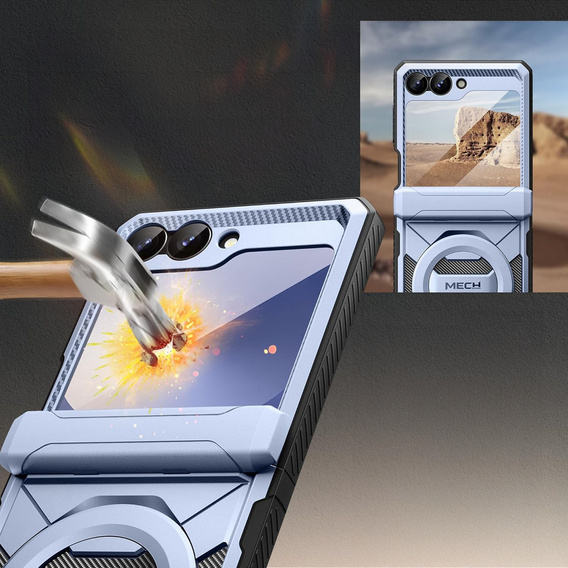 Tongate MECH case with MagSafe for Samsung Galaxy Z Flip7 FE / Z Flip6, blue