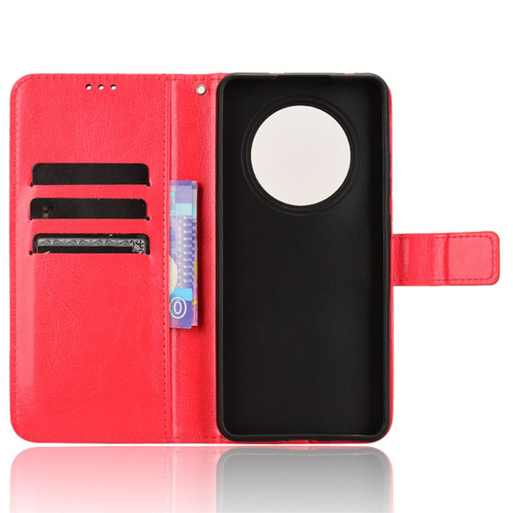 Flip case for Oppo Reno 12FS / 12F, Crazy Horse Wallet, red