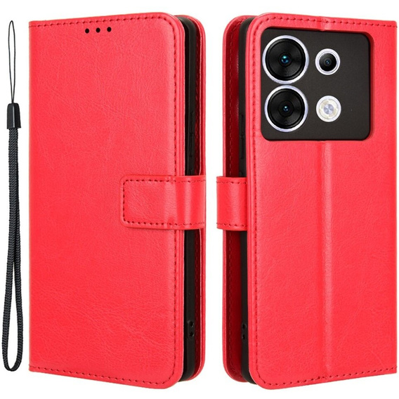 Flip case for Infinix Zero 30 5G, Crazy Horse Wallet, red
