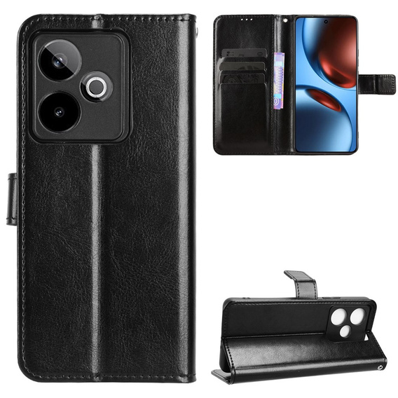 Flip case for Realme GT 7 / 7T, Crazy Horse Wallet, black