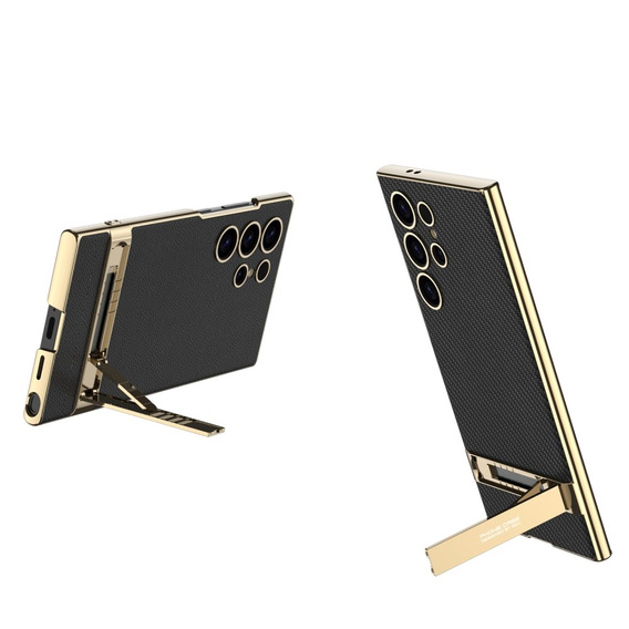 Case for Samsung Galaxy S24 Ultra, Electro Frame Leather, with stand, black