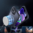 Case for iPhone 15, for MagSafe, ERBORD Matt Case, black + Screen Glass