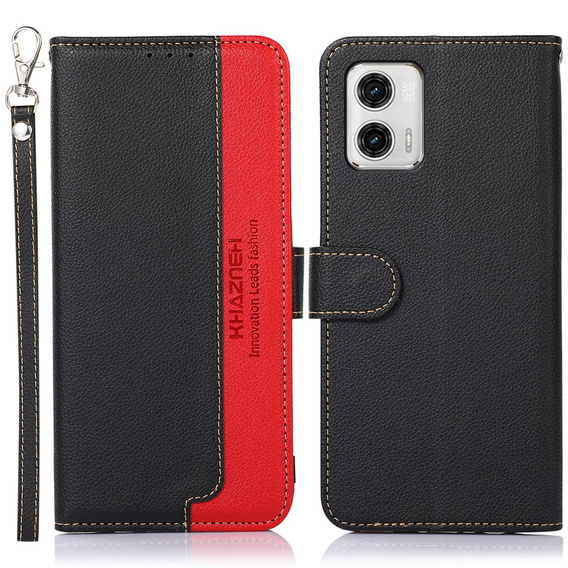 Flip case for Motorola Moto G73 5G, KHAZNEH RFID, black / red