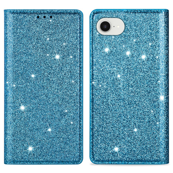 Flap case for iPhone 16E, Card Slot Glittery, blue
