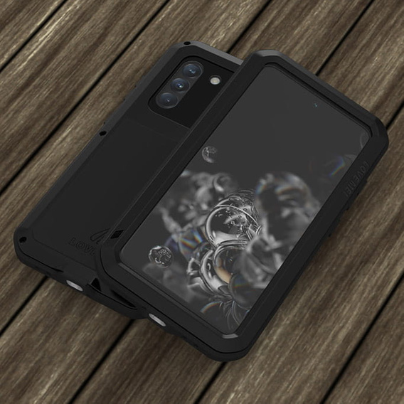 Love Mei Case for Samsung Galaxy S21 FE, armored with glass, black