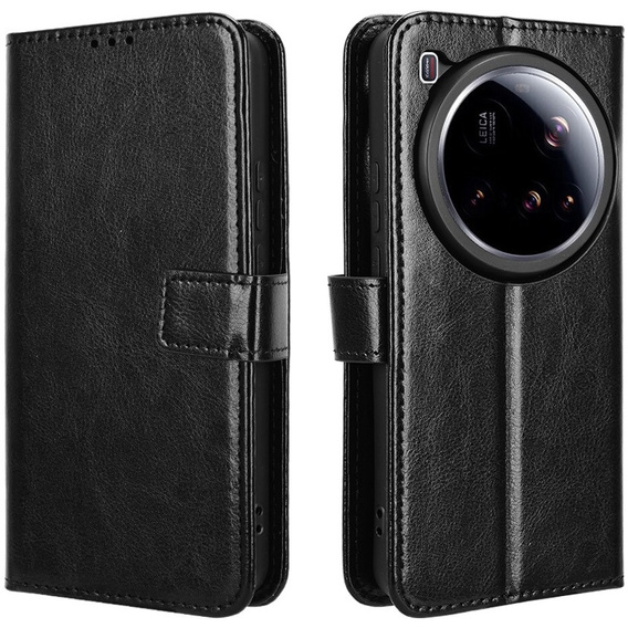 Flip case for Xiaomi 15 Ultra, Crazy Horse Wallet, black