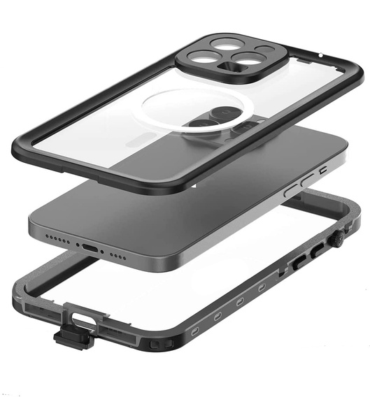 Waterproof case for iPhone 14 Pro, Redpepper, for MagSafe, black