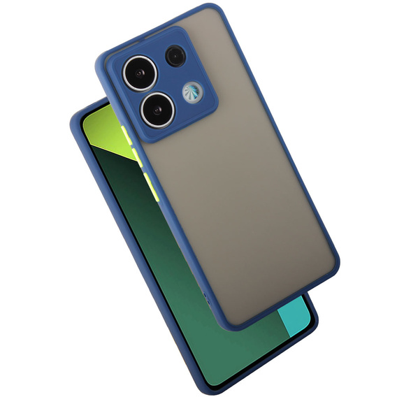 Silicone case for Xiaomi Redmi Note 13 Pro 5G, with camera protection, transparent / blue + Tempered Glass 9H