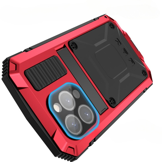 Case for iPhone 15 Pro, R-JUST, armoured, red / black