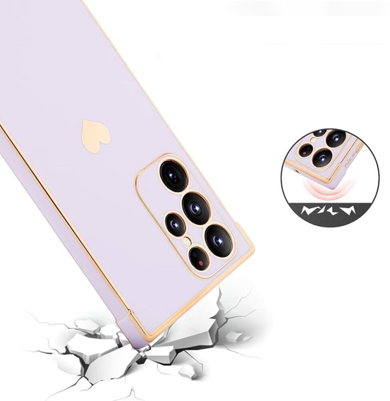 Case for Samsung Galaxy S23 Ultra, Electro heart, purple + Full Glue Ceramic Glass