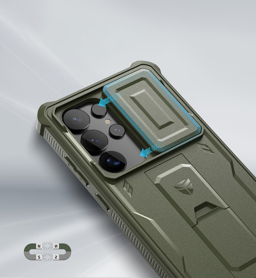 Armored case for Samsung Galaxy S25 Ultra, Dexnor Full Body (Two Frames), green