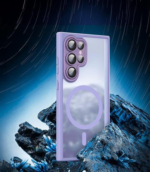 Case for Samsung Galaxy S25 Ultra, for MagSafe, ERBORD Matt Case, purple + Screen Glass