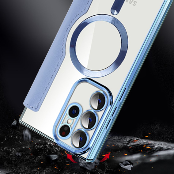 Flip case for Samsung Galaxy S23 Ultra, RFID Wallet MagSafe CamShield, blue
