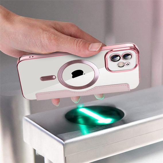 Flip case for iPhone 11, RFID Wallet MagSafe CamShield, pink rose gold