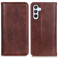 Case for Samsung Galaxy A55 5G, Wallet Litchi Leather, brown