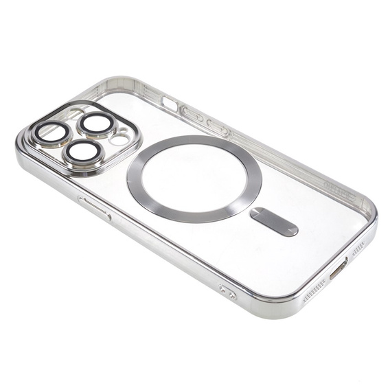 Case for iPhone 14 Pro, Electro MagSafe, silver + Screen Glass