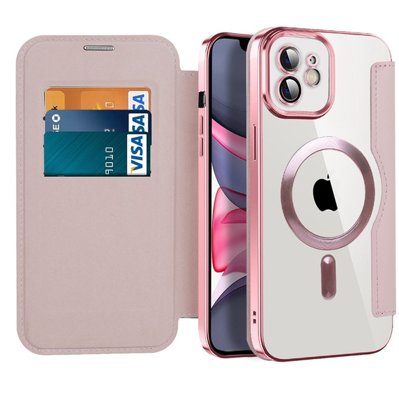 Flip case for iPhone 11, RFID Wallet MagSafe CamShield, pink rose gold