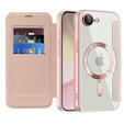 Flip case for iPhone 16E, RFID Wallet MagSafe CamShield, pink