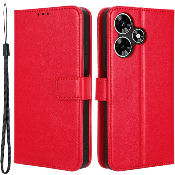 Flip case for Infinix Hot 30i, Crazy Horse Wallet, red