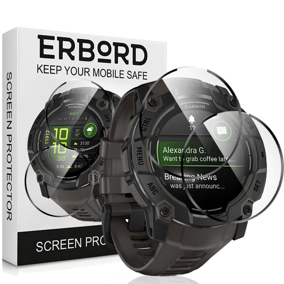 2x ERBORD Hybrid Glass for Garmin Instinct 3 50mm