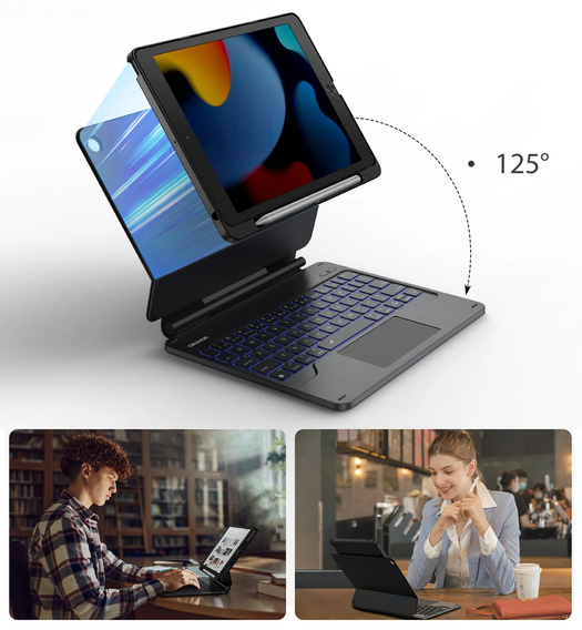 Keyboard case for iPad 7/8/9 10.2, Dexnor Magnetic Keyboard Touchpad, black