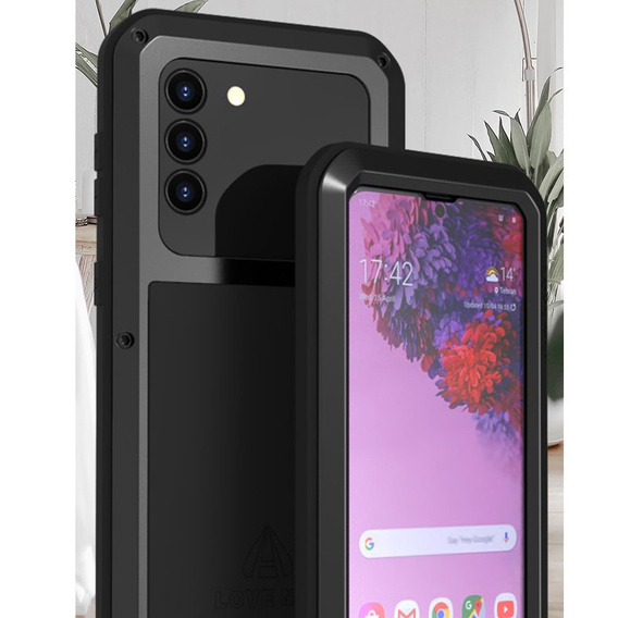 Love Mei Case for Samsung Galaxy S21, armored with glass, black