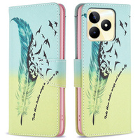 Flip case for Realme C53 4G, Wallet, feather, blue