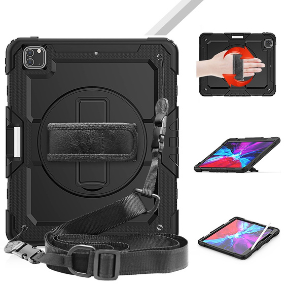 Armored Case for iPad Pro 12.9 2022 / 2021 / 2020 / 2018, protective 360 with stylus slot, black