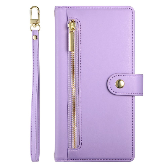 Flip case for Oppo Reno 13F 5G, Wallet Zipper Pocket, purple