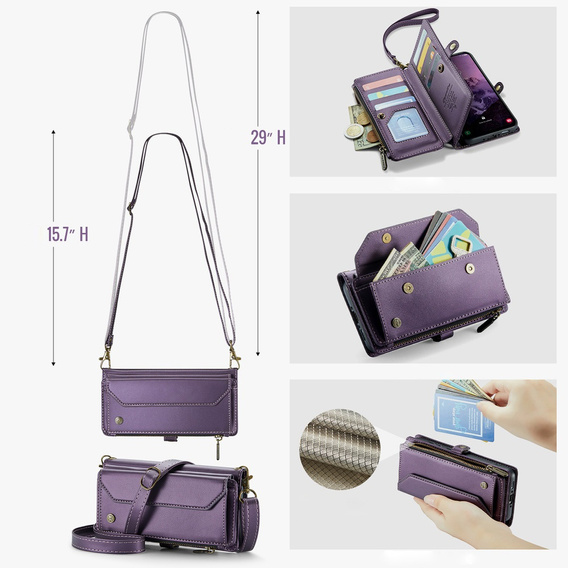 Flap case for Samsung Galaxy A17 5G, wallet with lock and straps - purple