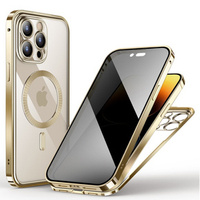 Case for iPhone 14 Pro Max, Privacy Dual Glass, for MagSafe, gold