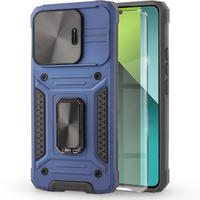 Armored Case for Xiaomi Redmi Note 13 Pro 5G, CamShield Slide, blue + Tempered Glass 9H