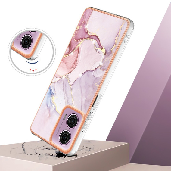Protective Case for Motorola Moto G24 / G24 Power / G04, Marble Slim Case, pink