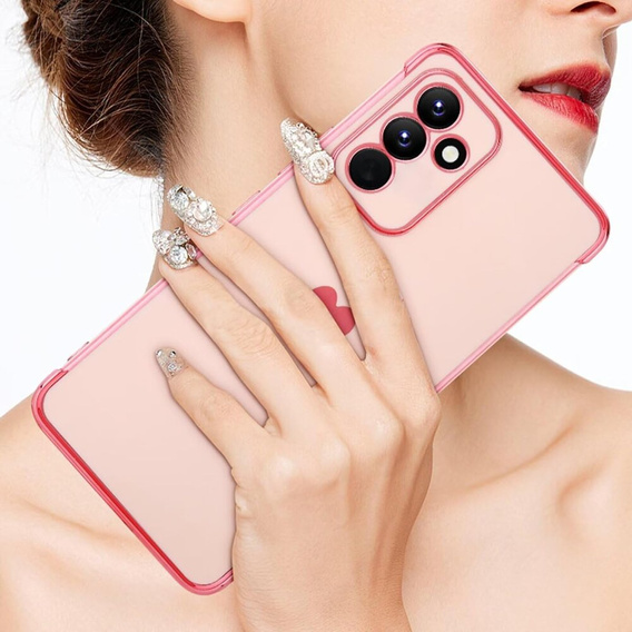 Case for Samsung Galaxy S23 FE, Electro heart, pink rose gold + Full Glue Ceramic Glass