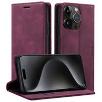 Case for iPhone 15 Pro, ERBORD Vintage, wallet with flap, red
