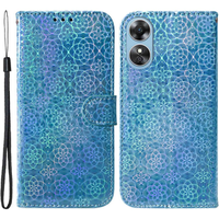 Flip case for Oppo A17, Wallet mandala, blue