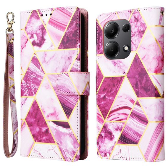 Flip case for Xiaomi Redmi Note 13 Pro 4G / Xiaomi Redmi Note 14S / Xiaomi Poco M6 Pro 4G, Wallet, Marble purple
