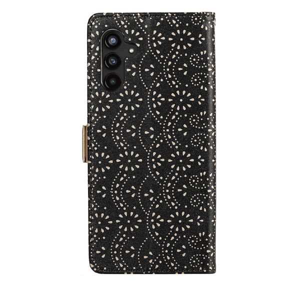Flip case for Samsung Galaxy A35 5G, Wallet Pocket Zipper Lace, black
