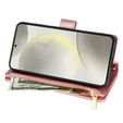 Flip case for Samsung Galaxy S25 Edge, Rhombus Crossbody Leather, pink rose gold
