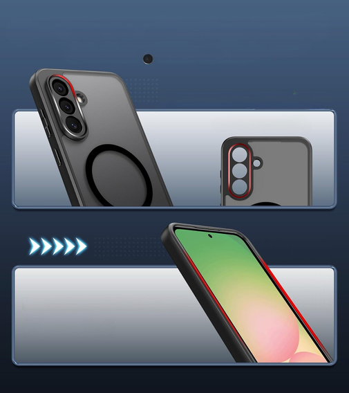 Case for Samsung Galaxy A56, for MagSafe, ERBORD Matt Case, black + Screen Glass