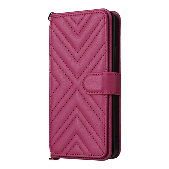 Crossbody Leather Wallet flip case for Oppo Reno 13F 5G, maroon