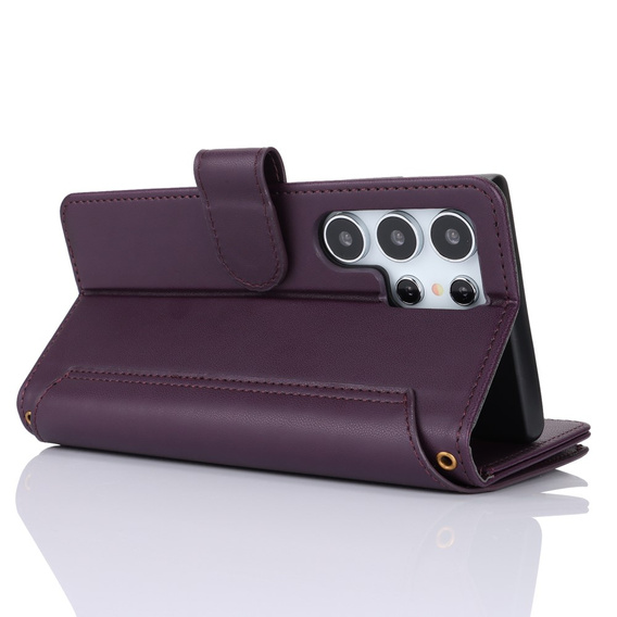 Flip case for Samsung Galaxy S24 Ultra, Wallet Zipper Pocket RFID, with shoulder strap, black