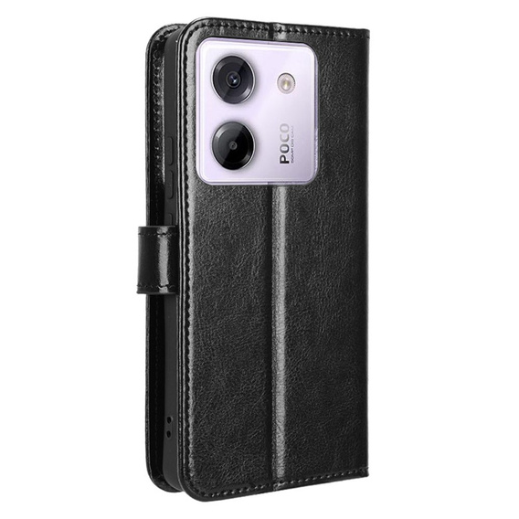 Flip case for Xiaomi Poco M7 Pro 5G, Crazy Horse Wallet, black