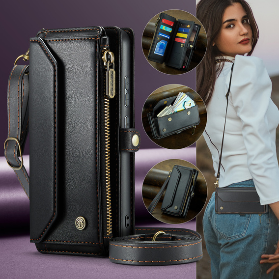 CASEME RFID Leather Wallet Case for Samsung Galaxy A57 5G, black