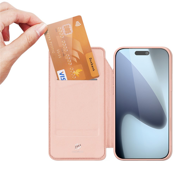 Dux Ducis case for iPhone 17 Pro Max, Skin Pro, with flap, with card slot, pink
