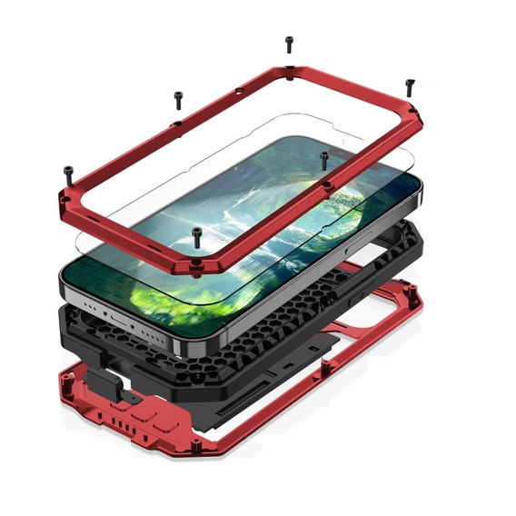 Case for iPhone 13, R-JUST CamShield Slide, armoured, red / black